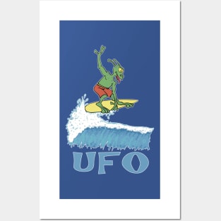 Surfing Alien UFO-surfing Posters and Art